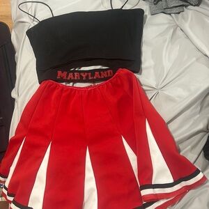 Maryland tailgate outfit- includes black crop tank with cutout and red skirt